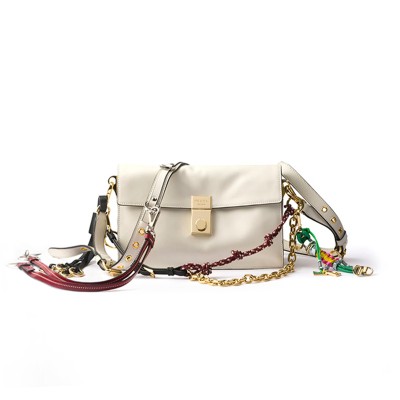 PRADA SOFT SOUND SMALL LEATHER SHOULDER BAG WITH CHARMS 1BD379 (24*13.5*5cm)